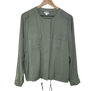 J. Jill Olive Green Full Zip Utility Jacket Size L